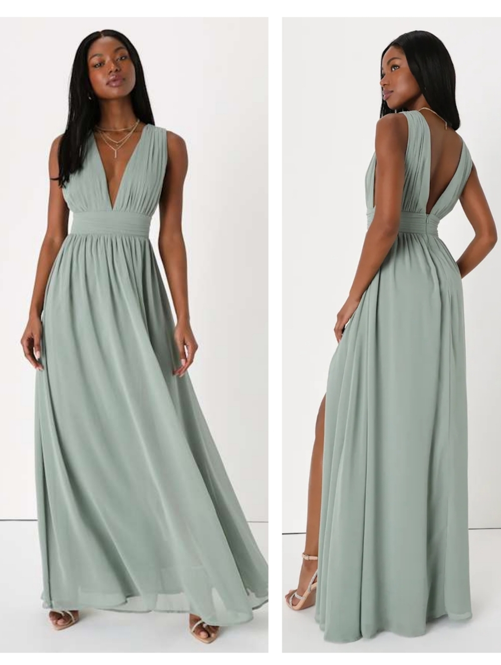Lulus Heavenly Hues Sage Brush Maxi Dress Medium